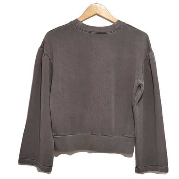 Madewell x Karen Walker Sweatshirt Top Crew Neck Wide Bell Sleeve Gray Size S - Picture 3 of 4